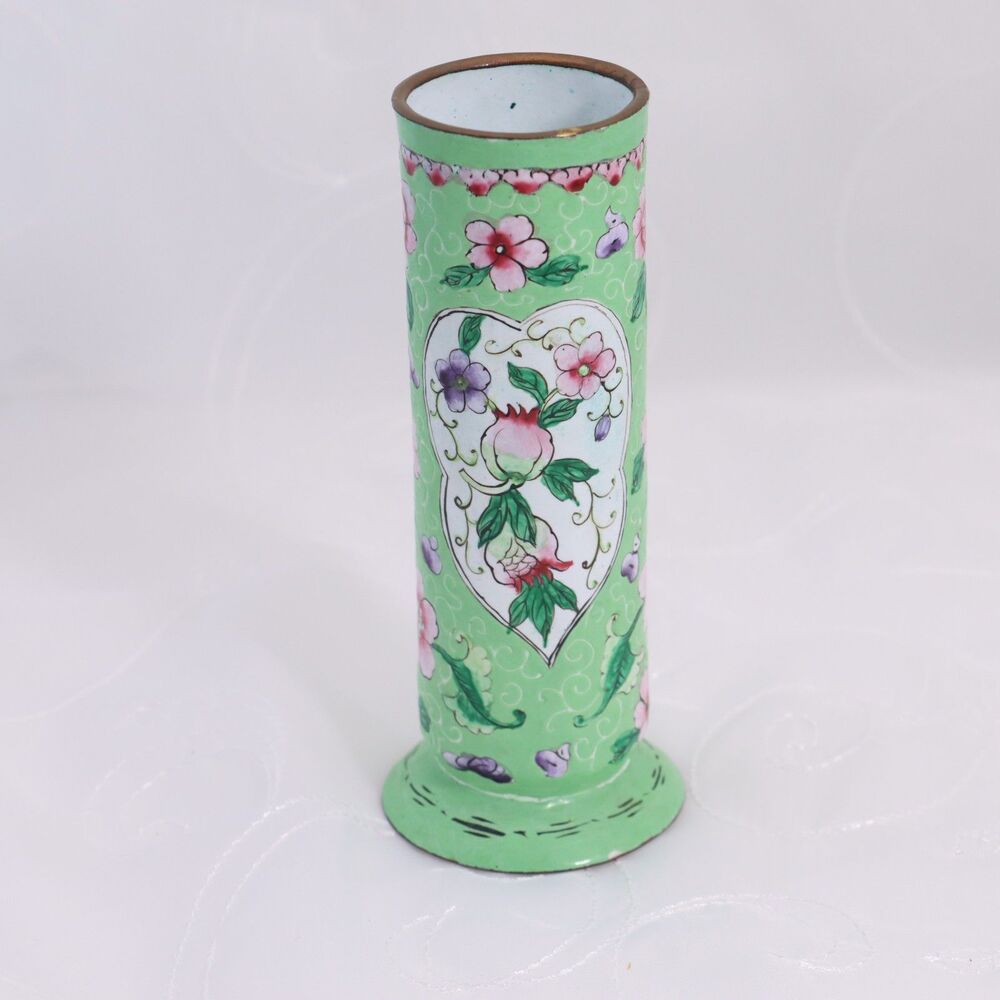 Vintage Chinese Green Painted Vase